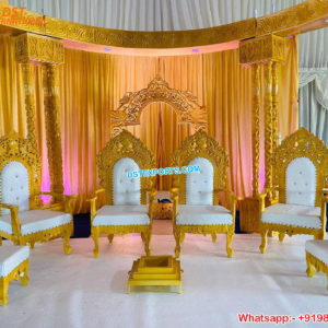 Modern Golden Wedding wooden Bedi Chair For mandap Decoratin