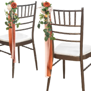 Ling’s moment Lings moment Burnt Orange Wedding Chair Decoratio
